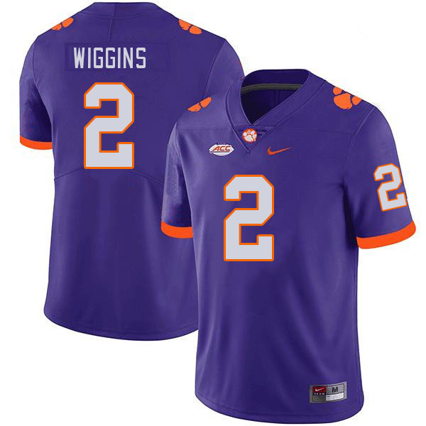 Men #2 Nate Wiggins Clemson Tigers College Football Jerseys Stitched-Purple - Click Image to Close